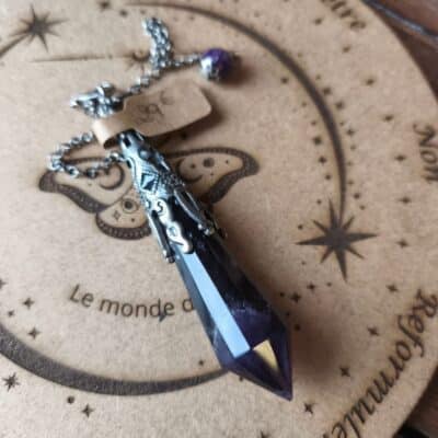 Pendule pointe Améthyste design witch