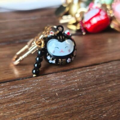 Porte clés Maneki Neko noir