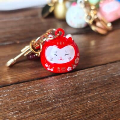Porte clés Maneki Neko rouge