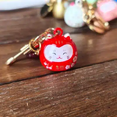 Porte clés Maneki Neko rouge