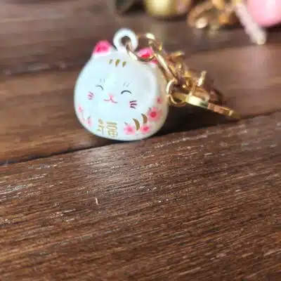 Porte clés Maneki Neko blanc