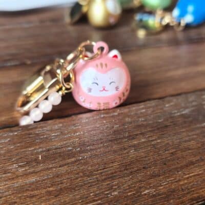 Porte clés Maneki Neko Rose