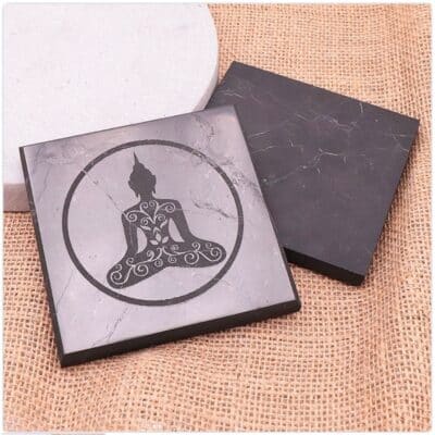 Plaque de protection carrée Shungite AA Bouddha