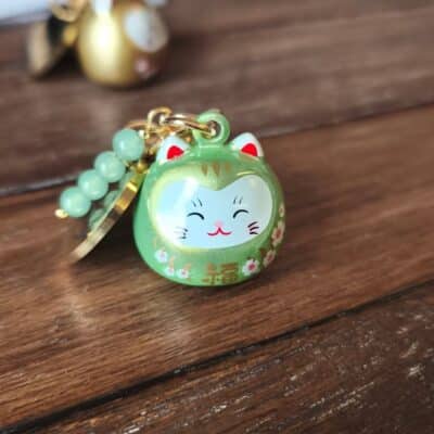 Porte clés Maneki Neko Vert