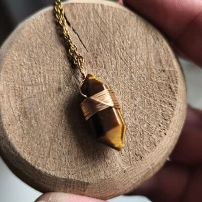 Collier pointe Oeil de tigre