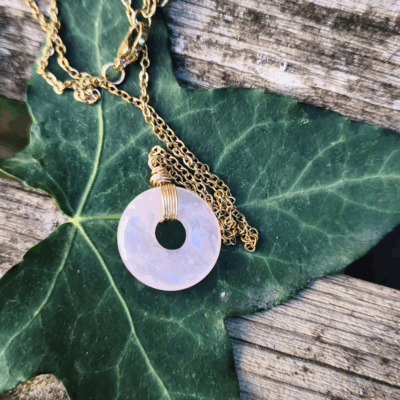 Collier donuts quartz rose A