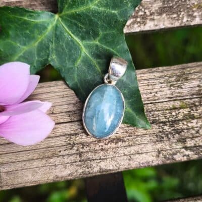 Pendentif Aigue Marine serti Argent 925