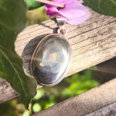 Pendentif Pyrite sur Magnétite serti Argent 925