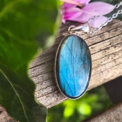 Pendentif Labradorite serti Argent 925