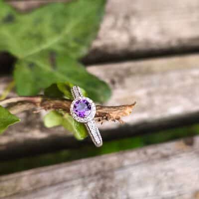 Bague Améthyste et Strass Argent 925 AAA