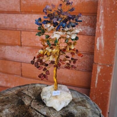 Arbre du bonheur 7 chakras base cristal de roche