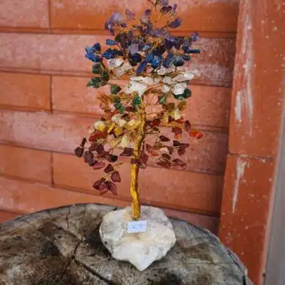 Arbre du bonheur 7 chakras base cristal de roche