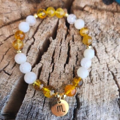 Bracelet Ambre et Pierre de Lune