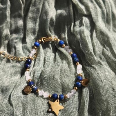 Bracelet Mira lapis lazuli, cristal de roche