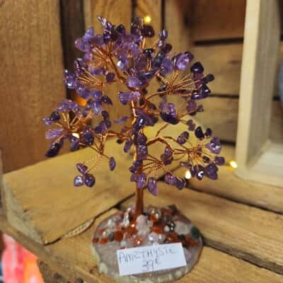 Bonzaï Améthyste sur tranche d'Agate