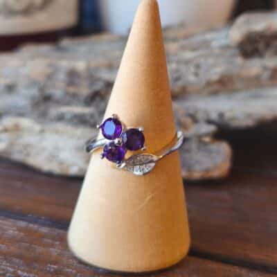 Bague Fleur Améthyste Brésil Argent rhodié 925 AAA