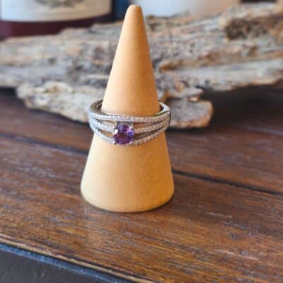Bague Améthyste Brésil Argent rhodié 925 AAA modèle 2