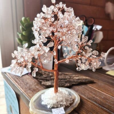 Arbre du bonheur Cristal de roche base agate