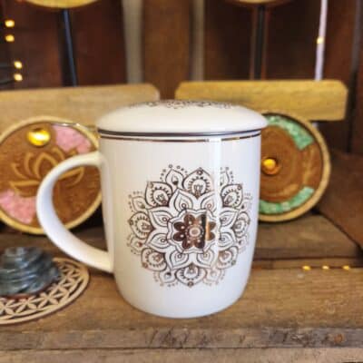Mug Infuseur à Thé Mandala Blanc