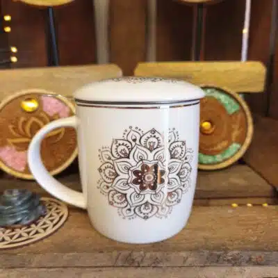 Mug Infuseur à Thé Mandala Blanc