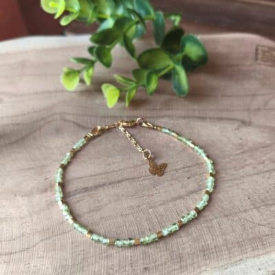 Bracelet fin Péridot AA Acier inoxydable doré